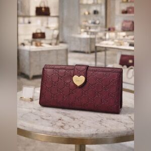 Gucci Guccissima Heart Kiss Burgundy Wallet
